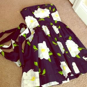 Strapless Floral Dress