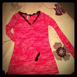 Red/black lace trimmed undershirt