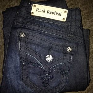 Rock Revival Heather Bootcut Dark Wash Jean Sz 28