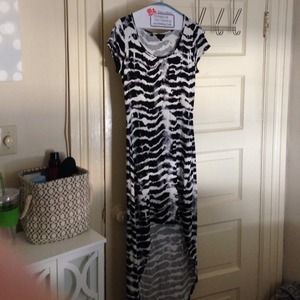 Tie dyed black and white hi-lo dress