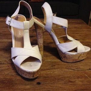 White strappy sandal heel
