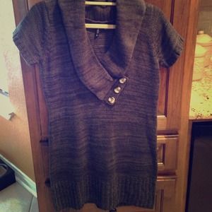 Grey, short sleeved sweater shirt