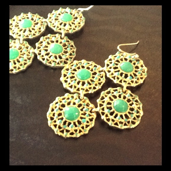 Stella and Dot Gold & Turquoise Earrings