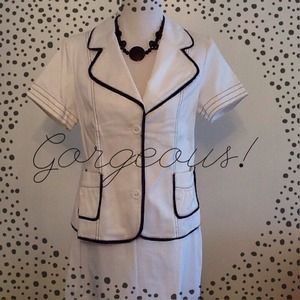 2pc Career Suit - White & Black