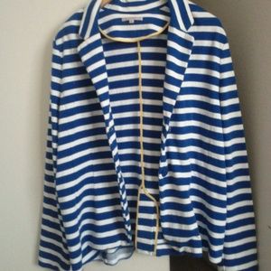 Black and blue striped blazer