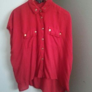 Deep red cropped front top