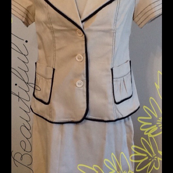 2pc Career Suiting - Beige & Black - Picture 2 of 3