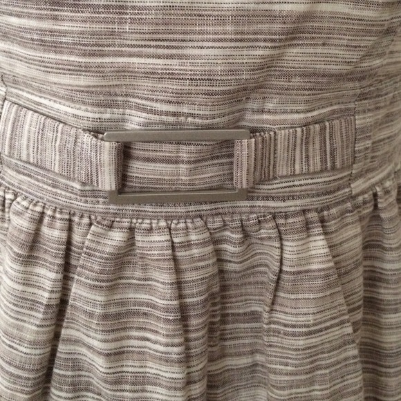 Linen Khaki stripped strapless dress - Picture 2 of 2