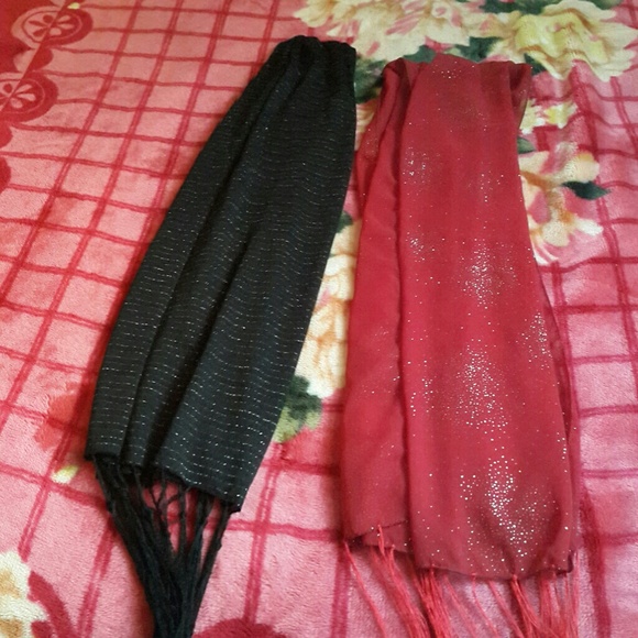 2 beautiful red and black scarfs