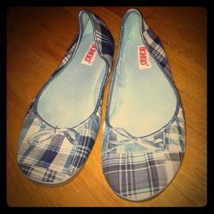 Like New Blue Plaid Bongo Flats