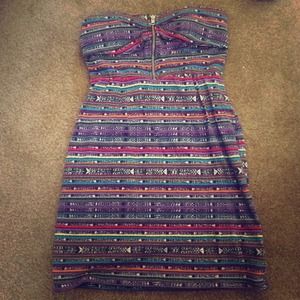 Tribal print tube dress