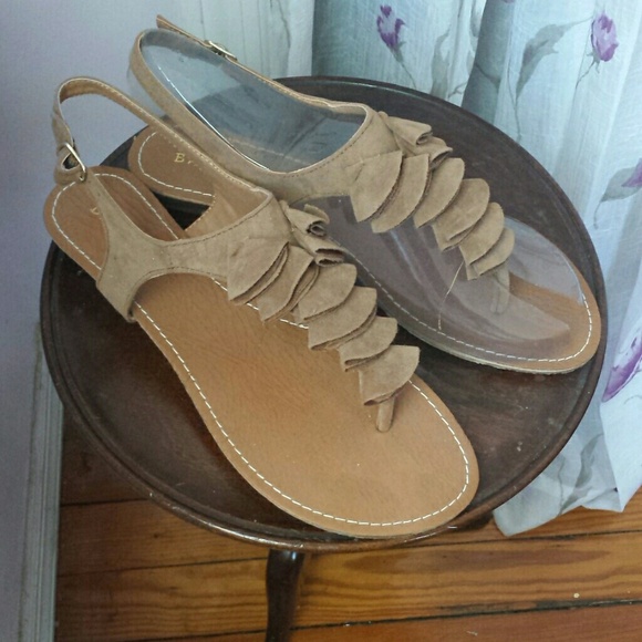 Tan Ruffle Sandals