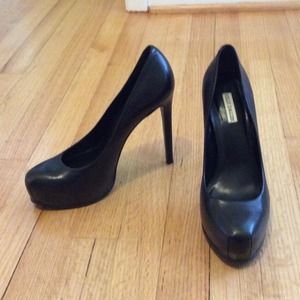 Black leather Kelsi Dagger platform pumps