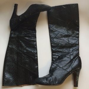 Frye knee high python boots