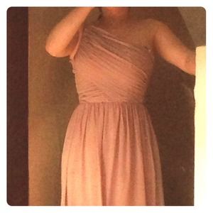 One-shoulder blush prom dress