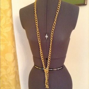 "Gold tone Long Chunky Chain Necklace