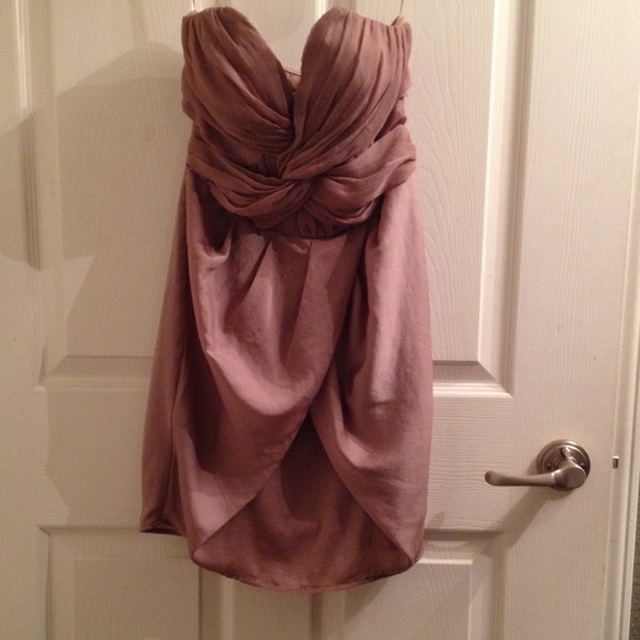 Strapless dark beige dress