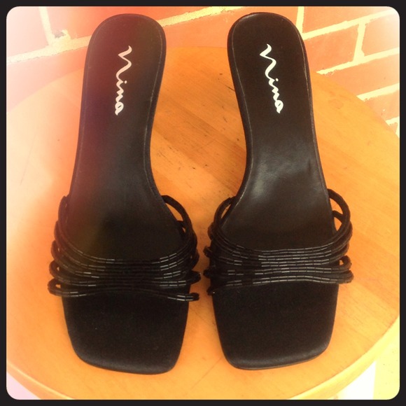 Black Beaded Sandals