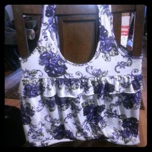Grey Crop Top w/ Purple Floral
