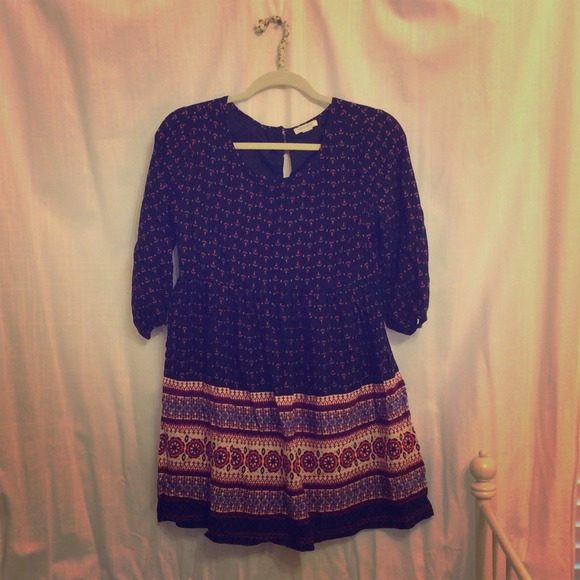 Boho Print 3/4 sleeve Dress