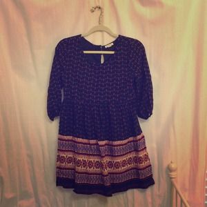 Boho Print 3/4 sleeve Dress