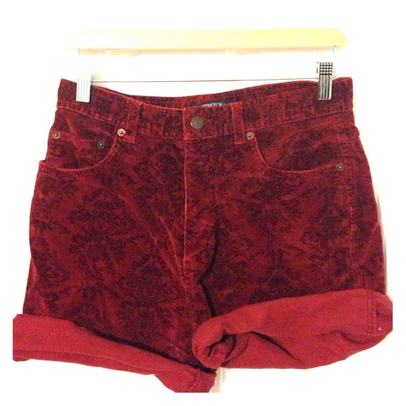 VINTAGE wine red corduroy brocade shorts