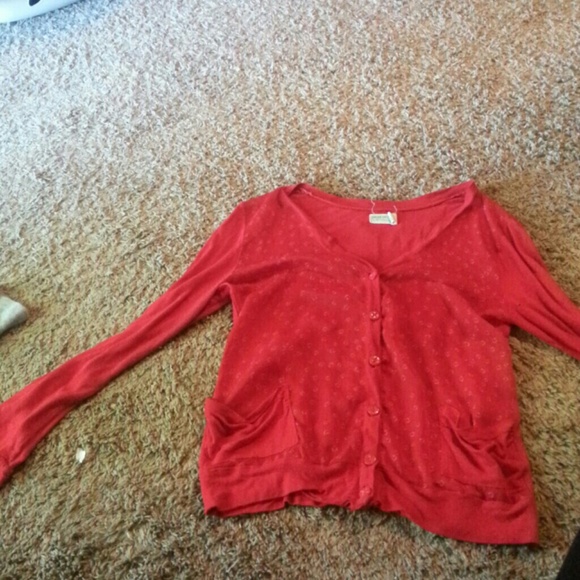 Red cardigan