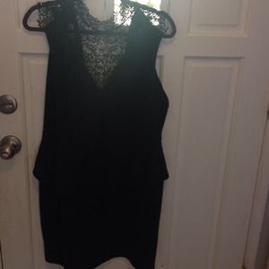 Black peplum dress with lace