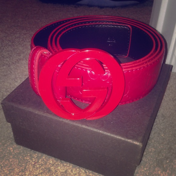 all red gucci belt