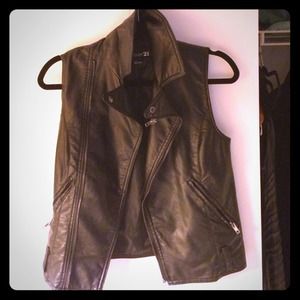 Black vegan leather vest