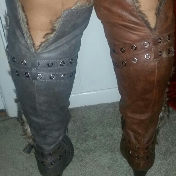 Women Thigh High Boots Full Zipper Faux Leather Thick Block  Thigh high boots