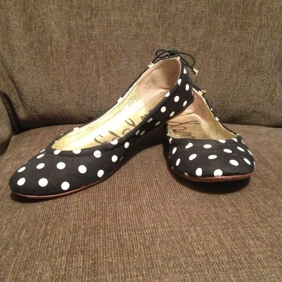 black and white polka dot flats
