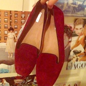 Elie Tahari Red Velvet Loafers