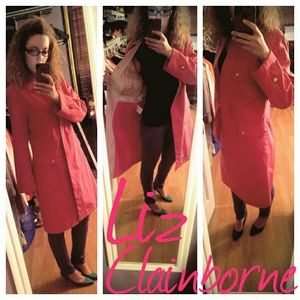 SALE! Chic Liz Clainborne Pink Non Hooded Raincoat