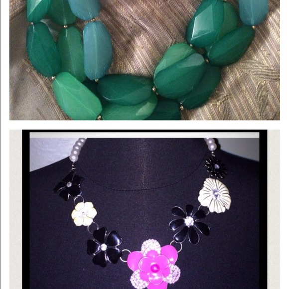 BUNDLE turquoise & black/white necklaces