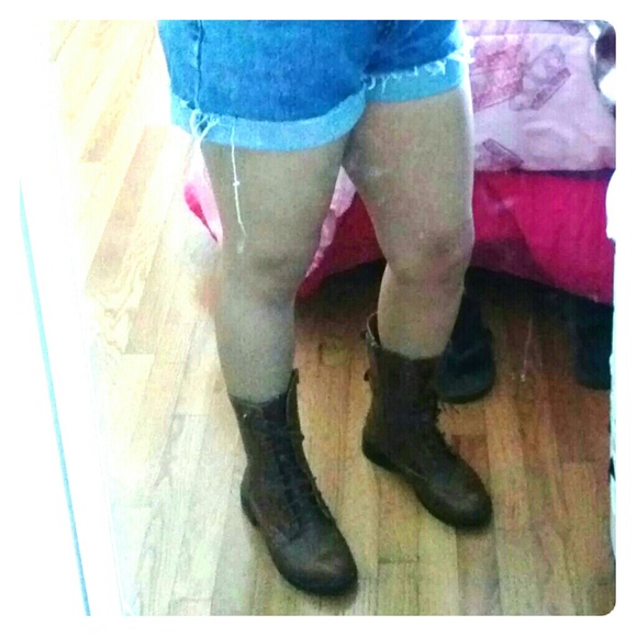 Brown combat boots