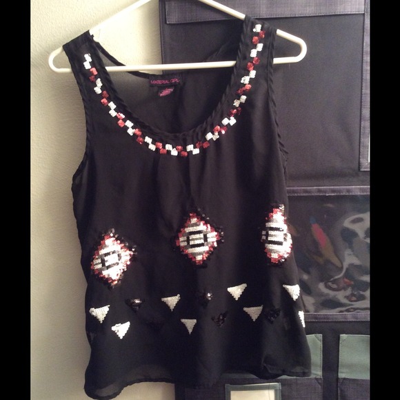NWOT black and sequin tank top. Small