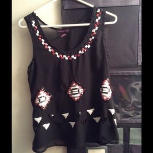 NWOT black and sequin tank top. Small