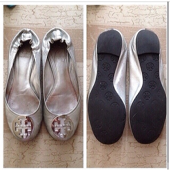 Silver tory burch reva flats - Picture 1 of 1