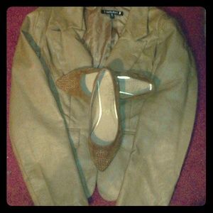 Faux blazer w/gold studded flats.. bundled