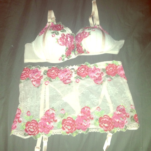 Victoria Secret Embedded Bra and Garter belt
