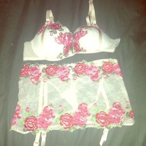 Victoria Secret Embedded Bra and Garter belt