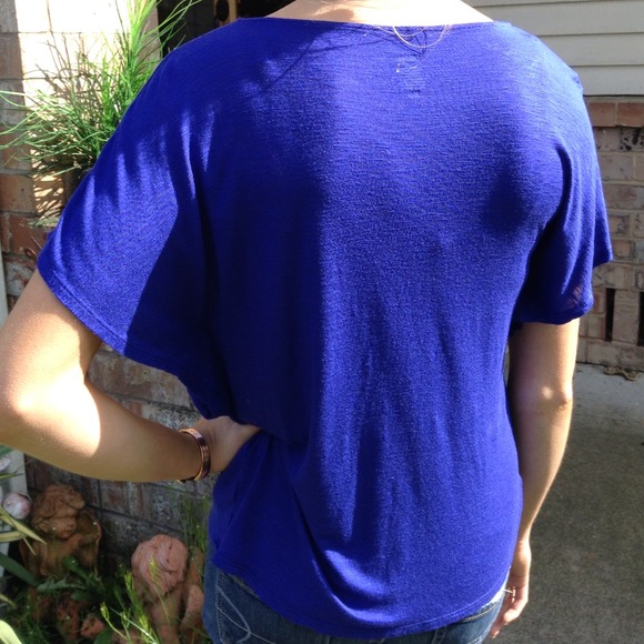 ROYAL BLUE FAUX WRAP TOP - Picture 3 of 3
