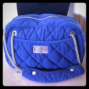 BCBG Quilted navy blue shoulder bag