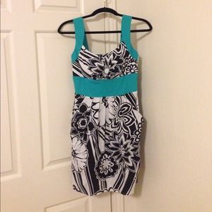 CLASSY black, white, and teal B. Smart dress