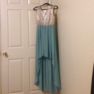 Sparkling BABY BLUE hi-low dress