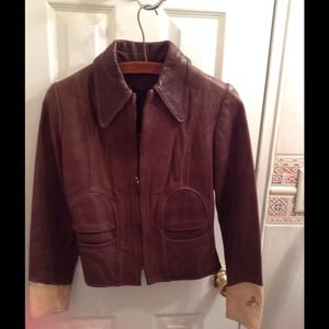 Custom leather jacket w painted sleeves/back panel