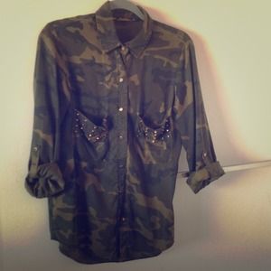 Zara studded camouflage top