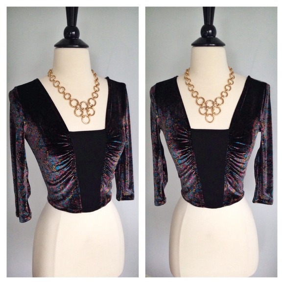 Urban Outfitters Tops - Velvet Crop Top Paisley Print