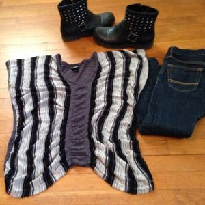 Black silver and grey sweater